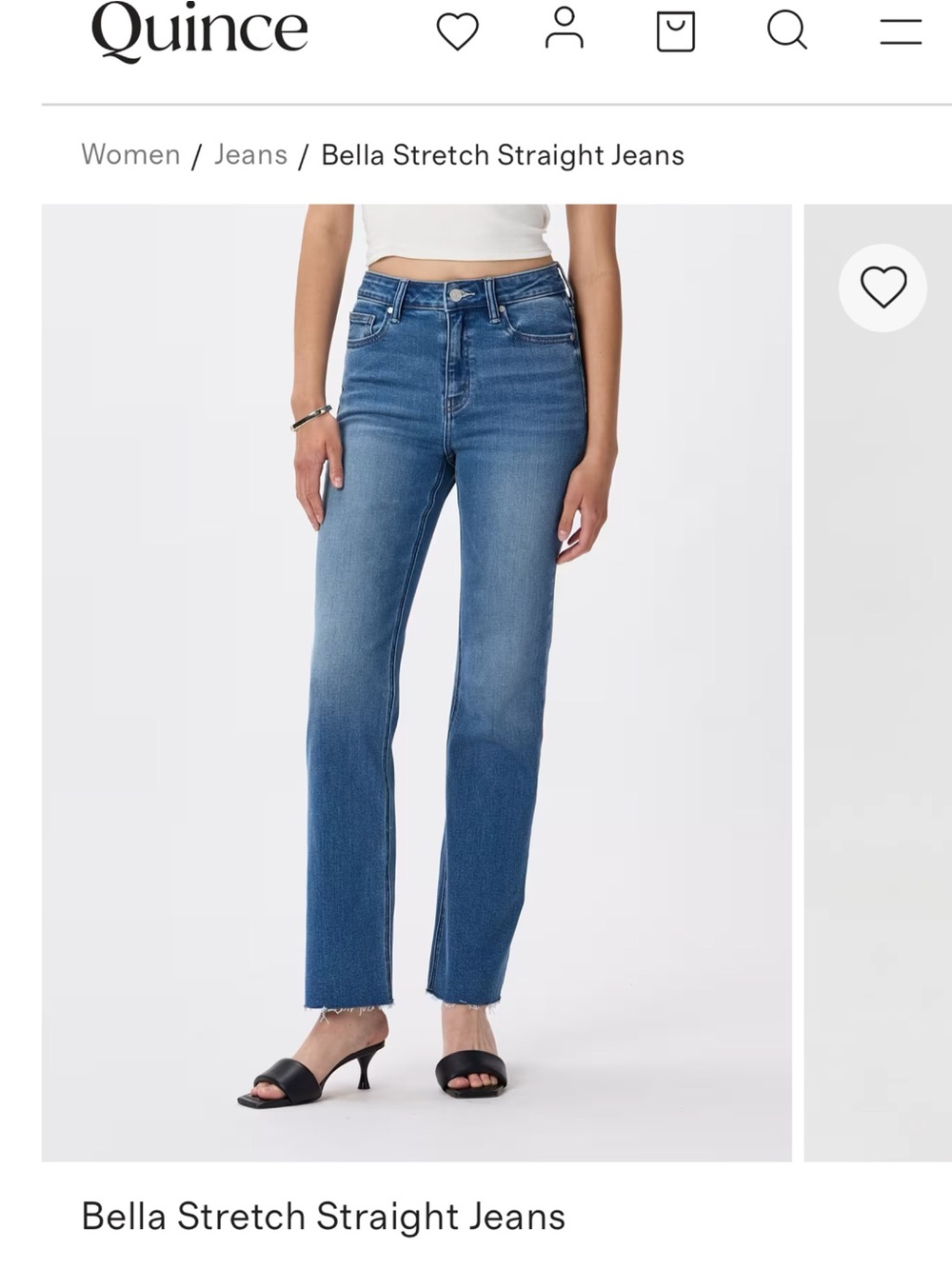 Quince Bella Stretch Straight Jeans - Twilight Blue Fray